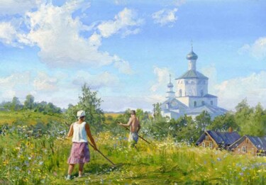 Картина под названием "лето" - Владимир Жданов, Подлинное произведение искусства, Масло