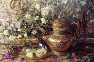 Картина под названием "дикие розы" - Владимир Жданов, Подлинное произведение искусства, Масло