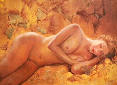Картина под названием "спящая Ольга" - Владимир Жданов, Подлинное произведение искусства, Масло