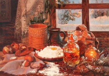 Картина под названием "рождество" - Владимир Жданов, Подлинное произведение искусства, Масло