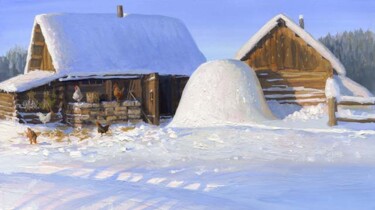 Картина под названием "январь" - Владимир Жданов, Подлинное произведение искусства, Масло