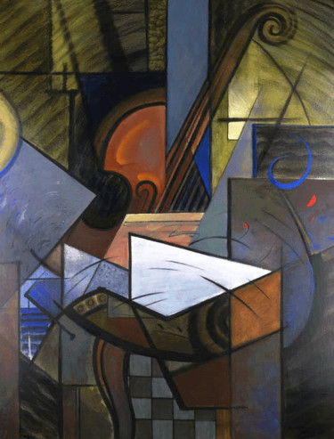 Malerei mit dem Titel "Muzik" von Vladimirs Ilibajevs, Original-Kunstwerk, Öl