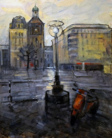 Картина под названием "Утро в Женеве" - Vladimirs Ilibajevs, Подлинное произведение искусства, Масло