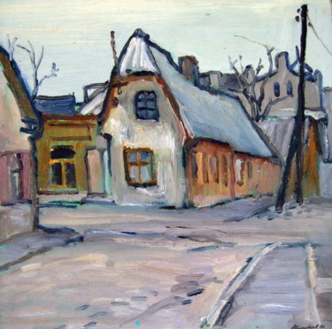 Painting titled "Ventspils. Old town." by Vladimirs Ilibajevs, Original Artwork, Oil