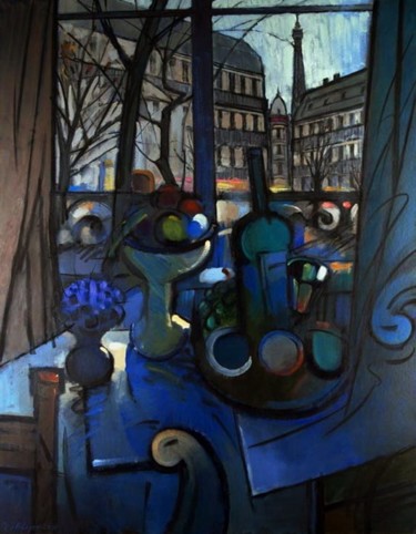 Картина под названием "Still life of Paris…" - Vladimirs Ilibajevs, Подлинное произведение искусства, Масло