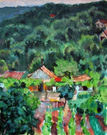 Картина под названием "Summer in Bulgary" - Vladimirs Ilibajevs, Подлинное произведение искусства, Масло