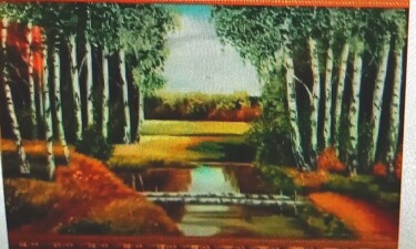 Peinture intitulée "Лесной пейзаж" par Vladimir Vladimirovich, Œuvre d'art originale, Tapisserie