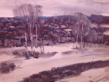 Картина под названием "поселок Черевковка" - Владимир Трутко, Подлинное произведение искусства, Акварель