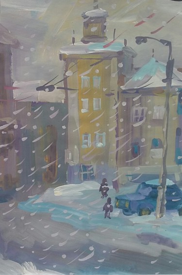 Картина под названием "Зимой в Славянске" - Владимир Трутко, Подлинное произведение искусства, Акрил
