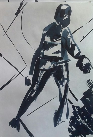 Картина под названием "Славянск 2014г Сожг…" - Владимир Трутко, Подлинное произведение искусства, Другой