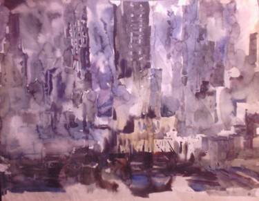 Картина под названием "Манхетен" - Владимир Трутко, Подлинное произведение искусства, Акварель