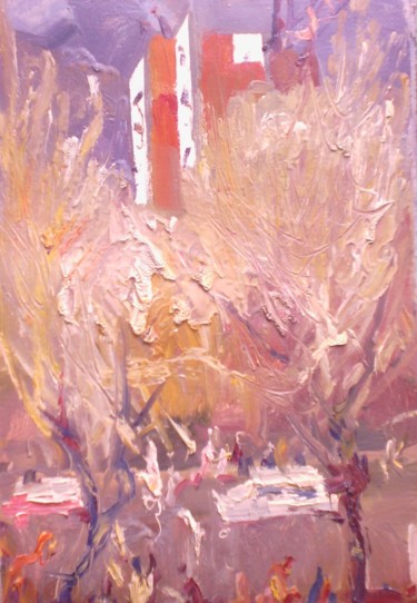 Картина под названием "Славянск. 14-этажка." - Владимир Трутко, Подлинное произведение искусства, Масло