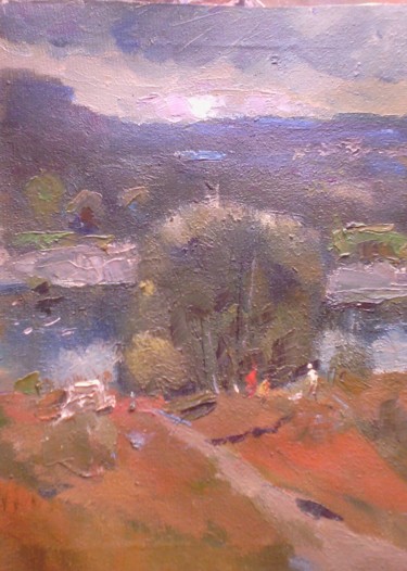 Картина под названием "Пейзаж из окна худо…" - Владимир Трутко, Подлинное произведение искусства, Масло