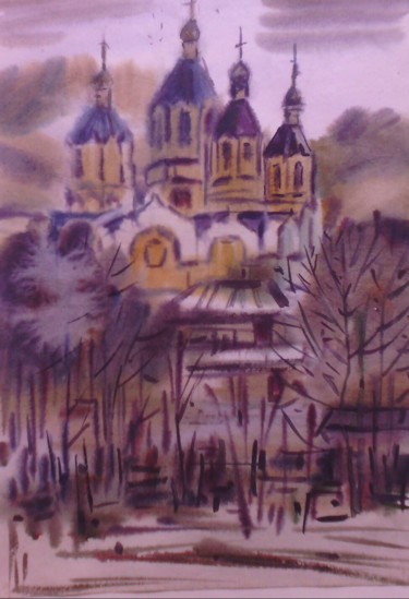 Peinture intitulée ""Успенский собор Св…" par Vladimir Trutko, Œuvre d'art originale, Aquarelle