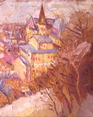 Malarstwo zatytułowany „Kiev г Castle of Ri…” autorstwa Владимир Трутко, Oryginalna praca, Olej