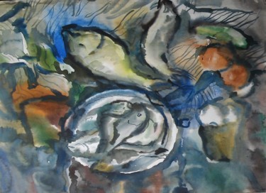 Painting titled ""Fish"" by Vladimir Trutko, Original Artwork, Watercolor
