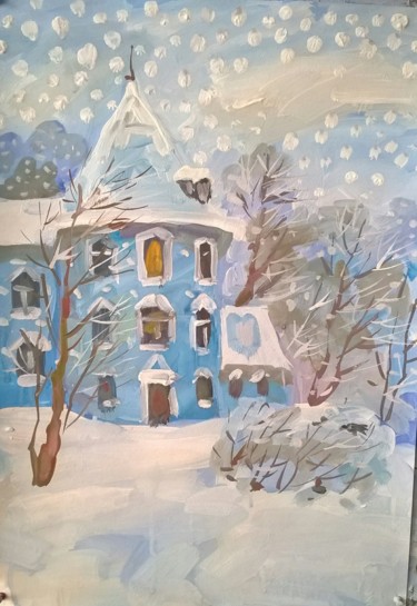 Painting titled "Первый снег в Славя…" by Vladimir Trutko, Original Artwork, Acrylic