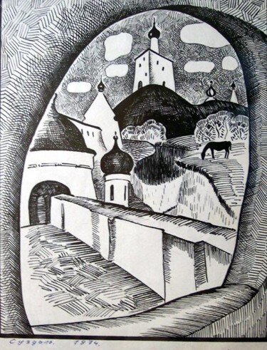 Peinture intitulée "Souzdal" par Vladislav Aristov, Œuvre d'art originale