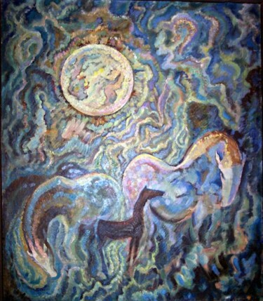 Peinture intitulée "Les chevaux de la l…" par Vladislav Aristov, Œuvre d'art originale