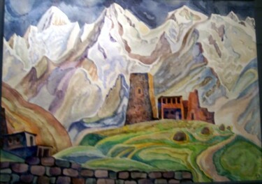 Painting titled "Ossétie. Abaîtikaou" by Vladislav Aristov, Original Artwork