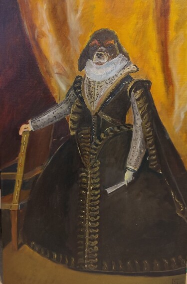 Painting titled "Countess Teryama" by Vladislav Guzeev, Original Artwork, Oil Mounted on Wood Stretcher frame