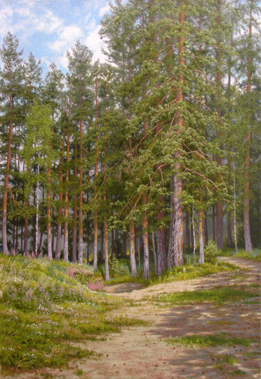 Malerei mit dem Titel "Солнечный день. Сос…" von Vladislav Osipcov, Original-Kunstwerk, Öl Auf Keilrahmen aus Holz montiert