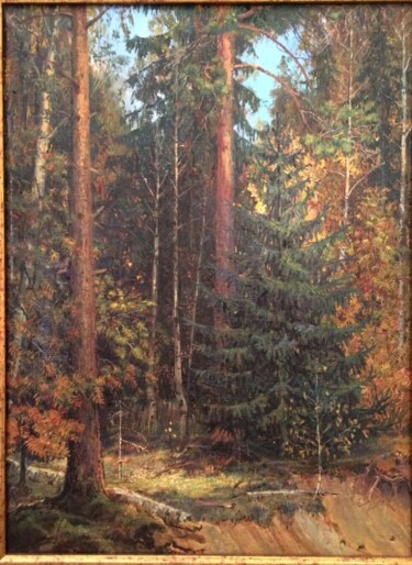 Painting titled "Лес" by Vladislav Simonov, Original Artwork, Oil
