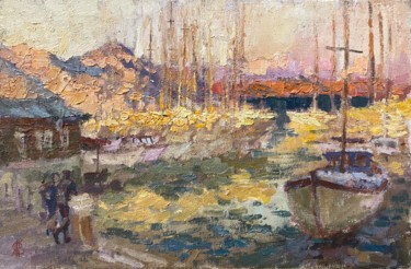 Pittura intitolato "Etude au port" da Vladislav Tatarinov, Opera d'arte originale, Olio