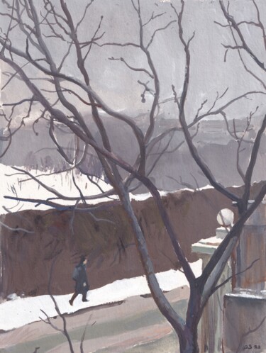 Painting titled ""Winter on Olegivsk…" by Vladislav Zdor, Original Artwork, Gouache