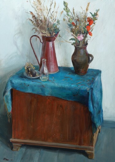 Painting titled ""Dry flowers"" by Vladislav Zdor, Original Artwork, Oil