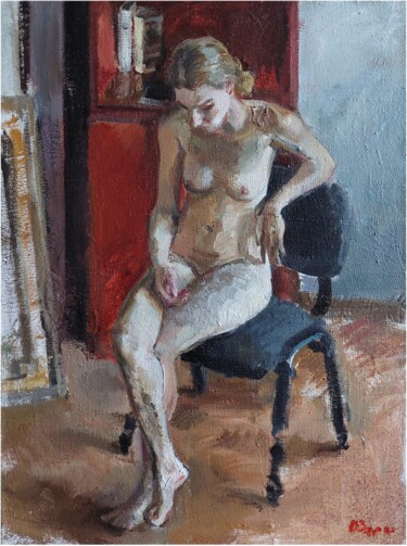 Peinture intitulée ""Naked girl"" par Vladislav Zdor, Œuvre d'art originale, Huile