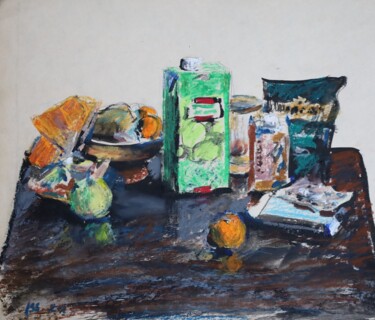 Malerei mit dem Titel ""My meager table"" von Vladislav Zdor, Original-Kunstwerk, Pastell