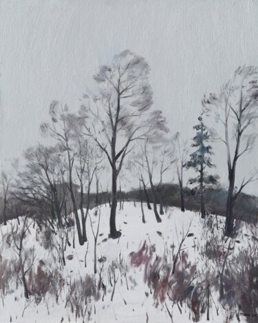 Peinture intitulée ""Grey January"" par Vladislav Zdor, Œuvre d'art originale, Huile