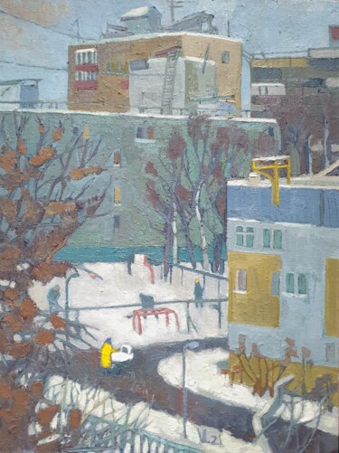 Ζωγραφική με τίτλο "Winter in the city" από Vladislava Art, Αυθεντικά έργα τέχνης, Λάδι