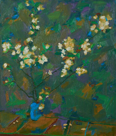 Pintura titulada "Flowering branches" por Vladislava Art, Obra de arte original, Oleo Montado en Bastidor de camilla de made…