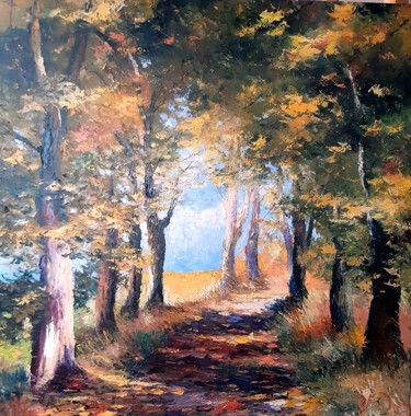 Painting titled "Path between trees" by Vladislav Dmitrijev, Original Artwork, Oil