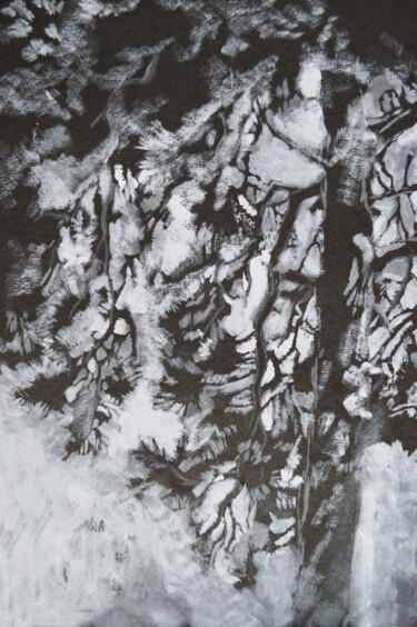Ζωγραφική με τίτλο "Pine tree in Kareli…" από Vladiy Zart, Αυθεντικά έργα τέχνης, Τέμπερα