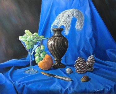 Peinture intitulée "Still life in blue." par Vlad Kirak, Œuvre d'art originale, Pastel