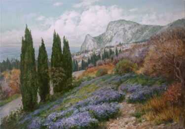 Pittura intitolato "Autumn in Simeiz" da Vladlen Gilgur, Opera d'arte originale, Olio
