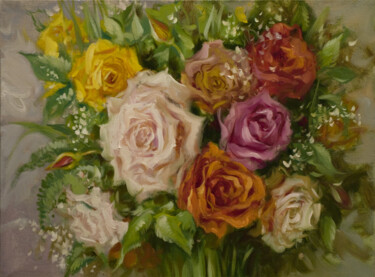 Картина под названием ""Розы"" - Владлен Гильгур, Подлинное произведение искусства, Масло