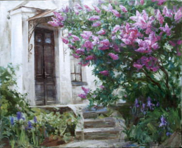 Peinture intitulée "Bush of Lilac" par Vladlen Gilgur, Œuvre d'art originale, Huile
