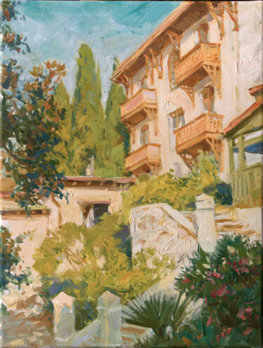 Картина под названием "Yalta courtyard" - Владлен Гильгур, Подлинное произведение искусства, Масло