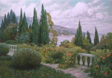 Painting titled "Park near the Livad…" by Vladlen Gilgur, Original Artwork, Oil