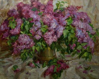 Картина под названием "Lilac bouquet" - Владлен Гильгур, Подлинное произведение искусства, Масло