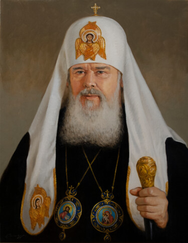 Painting titled "Портрет патриарха р…" by Vladlen Gilgur, Original Artwork, Oil