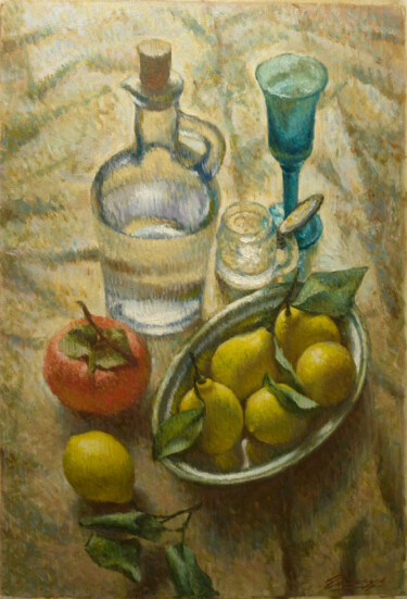 Pintura titulada "Лимоны и зеленая рю…" por Vladlen Gilgur, Obra de arte original, Oleo