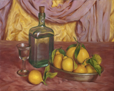 Картина под названием "Лимоны и вода" - Владлен Гильгур, Подлинное произведение искусства, Масло
