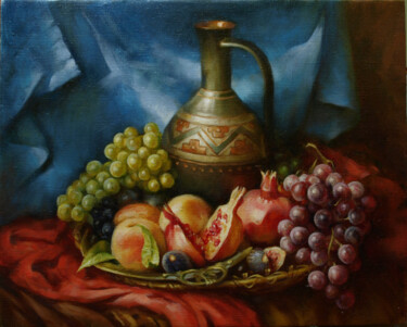Pintura intitulada "Натюрморт с виногра…" por Vladlen Gilgur, Obras de arte originais, Óleo