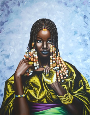 Картина под названием "African woman in go…" - Vladlena Chanysheva, Подлинное произведение искусства, Масло