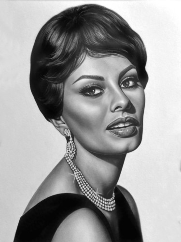 Painting titled "Sophia Loren" by Vladlena Chanysheva, Original Artwork, Oil